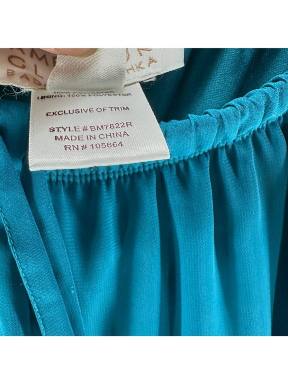 American Glamour Badgley Mischka Chiffon Wide Leg Pants S Lined Drawstring Teal - Picture 15 of 16